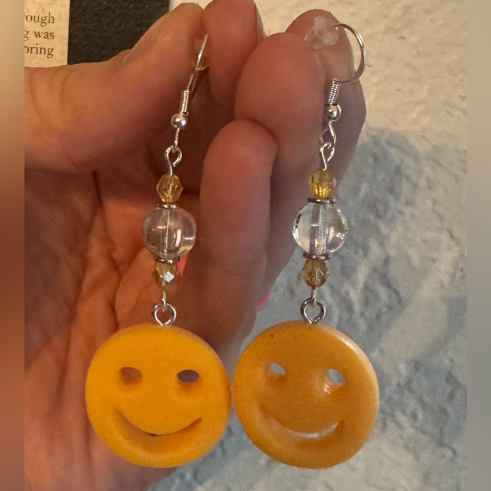 Smiley Face Potato Cakes Yellow Earrings